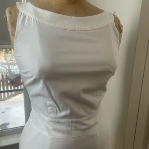 H&M White Sheath Midi Dress Bateau Neckline